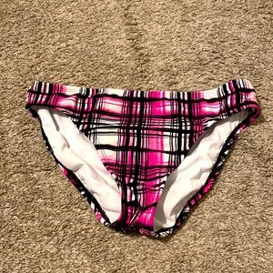 Pink white and black plaid bikini bottoms